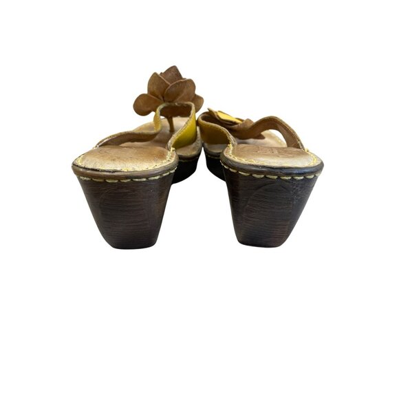 Born Womens Yellow Leather Floral 2.5" Wedge Sandals Size 8/39 SKU 8369 - Picture 7 of 13